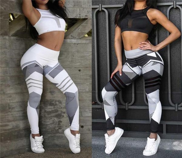 S-XXXL PS Größe Frauen Geometrische Push-Up Enge Fitness Leggings Yoga Hosen 2020 Gym Kleidung Mesh Patchwork Athletisch Sport tragen8066474