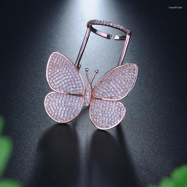 Anelli a grappolo Fashion Freedom Butterfly per le donne Anello regolabile aperto color oro rosa Gioielli di lusso R-248