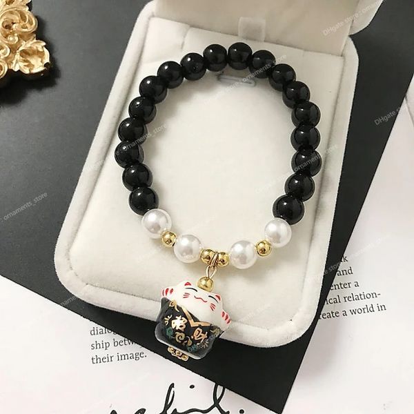 2020 Lucky Cat Stone Beads Braslet Bangles Простые сладкие керамические браслеты для женщин девочки день рождения подарок женский шарм ювелирные украшения
