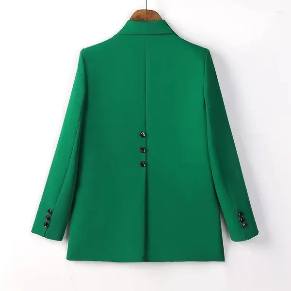 Abiti da donna 2023 Blazer verde Cappotto formale Giacca da donna a maniche lunghe con bottone singolo Giacca dritta da ufficio