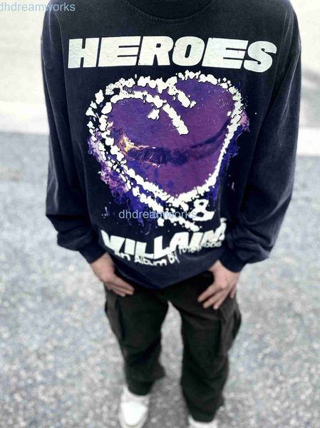 Эксклюзивная моющаяся футболка с длинными рукавами Hellstar Purple Heart Kanyewest Same Old H8pf Xsx0