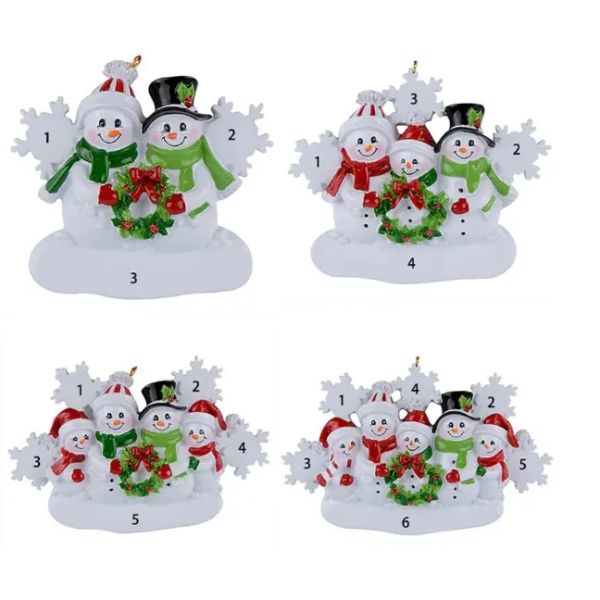 2023 Familie mit 4 personalisierten Weihnachtsdekorationen aus Legierung, Schneemann-Weihnachtsbaumschmuck 1028