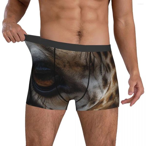 Cuecas girafa roupa interior animal olhos olho close-up impressão tronco masculino respirável shorts briefs presente de aniversário