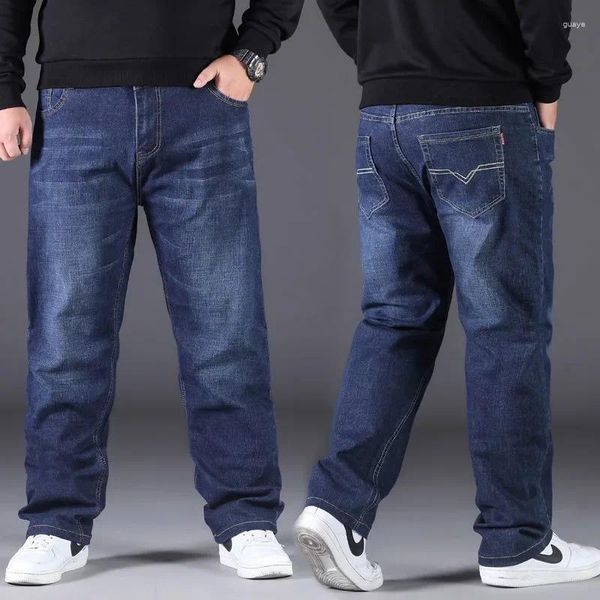 Herren Jeans Frühling Sommer Große Größe Männer Hosen Hinzufügen Fett Erhöhen Hohe Taille Elastische Denim Große Lose Mode Casual Hosen