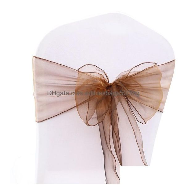 Sashes 25 pcs Organza Cadeira Sash Bow para Er Banquete Decoração de Casamento Decoração Decoração Sheer Tecido Fornecimento Dcoration Mariage 220514 Drop DHTJ8