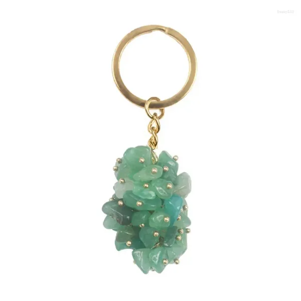 Chaveiros Luz Amarelo Ouro Cor Círculo Forma Irregular Verde Aventurina Chaveiro Lapis Lazuli Estilo Étnico Jóias