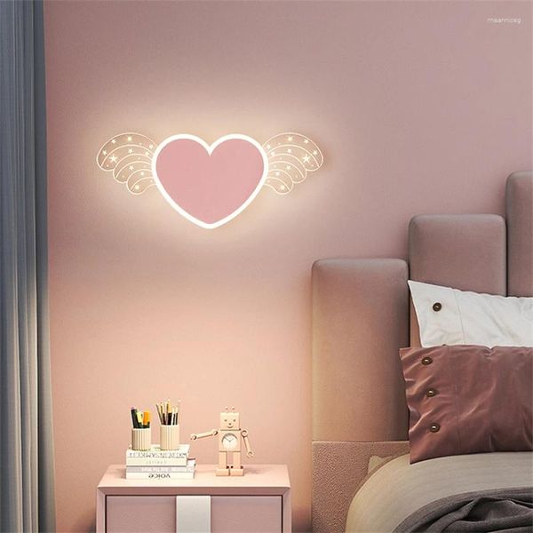 Lâmpada de parede rosa dos desenhos animados nuvem lâmpadas luz do quarto das crianças nordic amor decoração moderna quarto cabeceira arandelas luzes iluminação