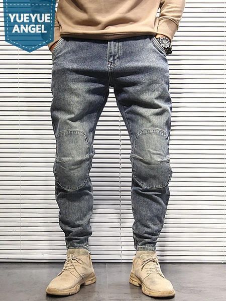 Jeans da uomo Moda Uomo Casual Pantaloni cargo in denim Streetwear Pantaloni lunghi Pantaloni allacciati alla caviglia Impiombati Primavera Autunno Cowoby