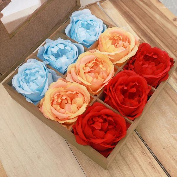 Flores decorativas 5 pcs peônia flor artificial cabeça de seda dia dos namorados aniversário casamento casa festa decoração diy bolo scrapbook suprimentos falso