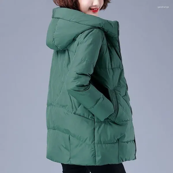 Casacos de Trench das Mulheres 2023 Inverno Parkas Mulheres Jaqueta de Algodão Com Capuz Solto Fit Parka Manter Quente Feminino Acolchoado Casual Outwear T261