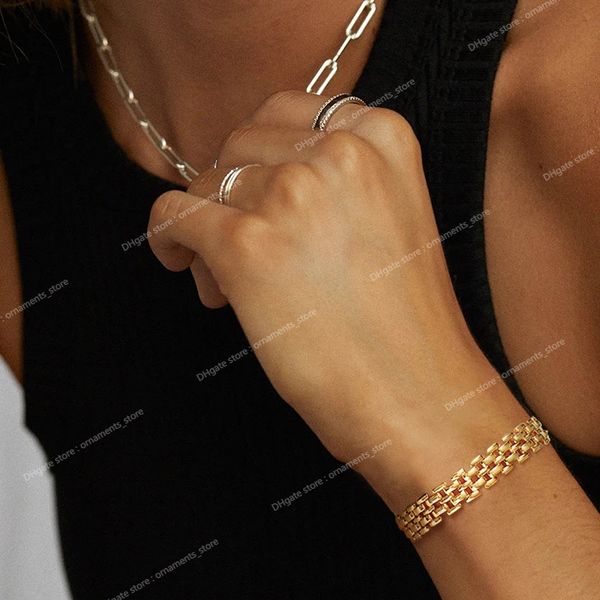 Elegante große dicke Kettengliederarmbänder für Frauen Gold Farbe Frauen Handgelenk Schmuck Mode Schmuckbrakeletten Schmuckzubehör Accessoires