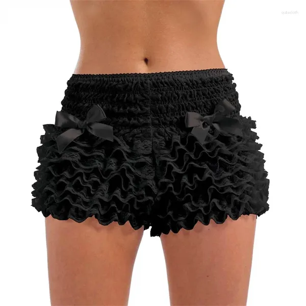 Shorts femininos lolita mulheres 2000s kawaii estética laço guarnição em camadas plissado bloomers bonito calças curtas bowknot decoração babados calcinha