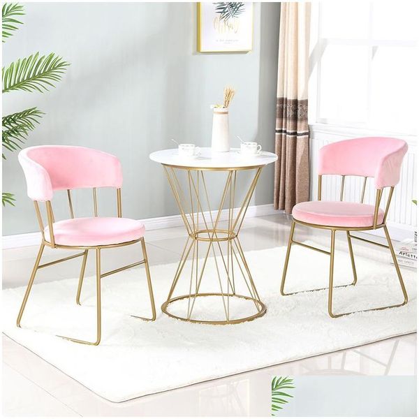 Мебель для гостиной Nordic Light Роскошный стол для переговоров Кафе Магазин десертов Металлический стул для домашнего декора Drop Deliver Homefavor Dhxe0