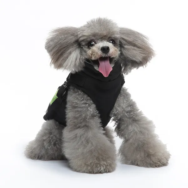 Куртка для домашних животных, водонепроницаемое пальто для собак, теплая куртка для собак, плащ для собак, светоотражающий костюм для собаки с отражающей курткой на молнии, черный