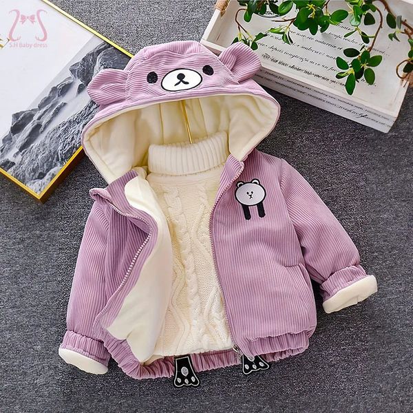 Casaco para baixo inverno grosso roupas infantis para menino urso jaqueta de lã meninas unissex 04 anos roupas de bebê nascido 231027