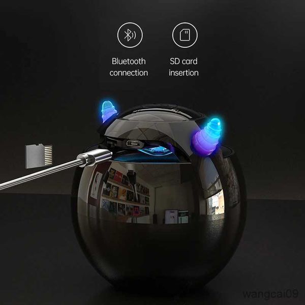 Mini altoparlanti Altoparlante Bluetooth audio con LED Sveglia digitale Lettore musicale Altoparlante wireless a forma di palla Orologio Mini altoparlante Sveglia