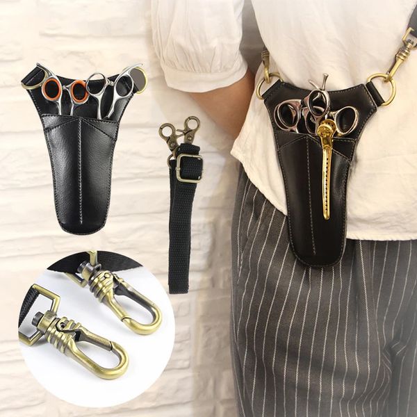 Friseursalon Leder Haarschere Kamm Bürsten Tasche Pack Salon Stylist Friseur Schere Holster Fall mit Riemen Kappers Tas Koffer 231027