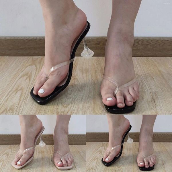 Sandalet Moda İlkbahar ve Yaz Kadın Süper Yüksek Topuk Tanga Şeffaf Kayış Seksi Boyut 12 Kadın