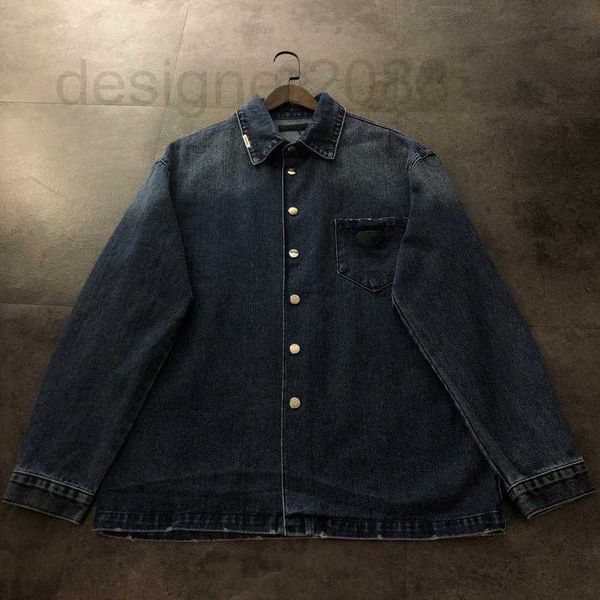 Herrenjacken Designer High Version Herren Denim Jacke Metall Dreieck Vintage Stil Mantel Männer Frauen Oversize Jacken H0HJ