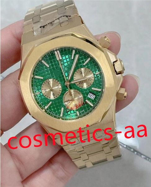 Orologio di lusso 42mm mens vetro zaffiro orologi cronografo al quarzo funzione completa orologi da uomo firmati cinturino in acciaio orologio da polso da uomo regalo