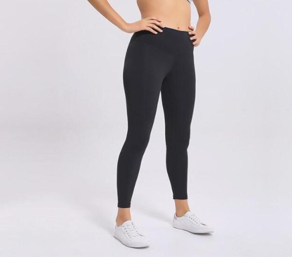 Abiti da yoga a vita alta Pantaloni da donna Solido Nero Sport Abbigliamento da palestra Leggings Corsa da allenamento Elastico Fitness Lady Complessivo Completo Tigh2252028