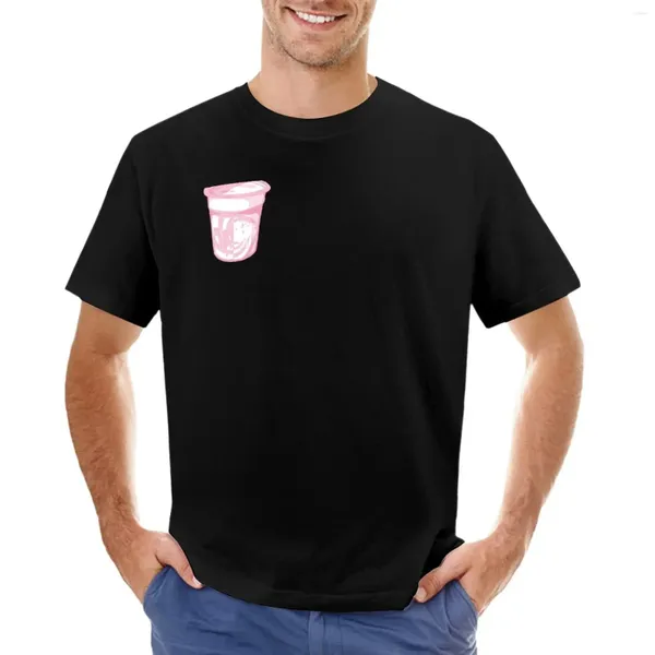 Canotte da uomo Copia della tazza di snack allo yogurt | T-shirt goth morbida Y2K nostalgica degli anni '90 e 2000, rosa chiaro, bianco estetico pastello