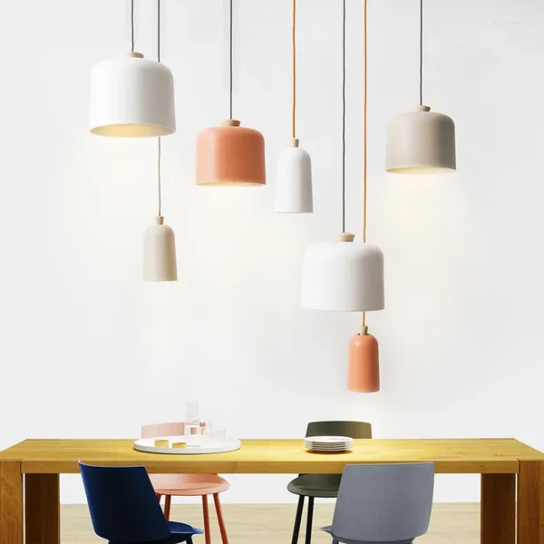 Lâmpadas pendentes Nordic Suspensão Cozinha Dinning Table Light Wood Deco Abajur Luzes Penduradas E27 AC110V 220V