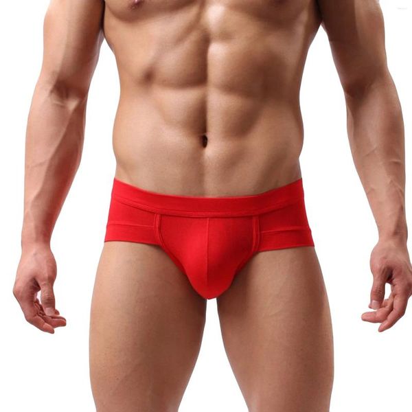 Underpants homens sólidos cintura alta dupla passagem algodão boxing shorts macio saco de fitness envolto roupa interior boxer e 2023