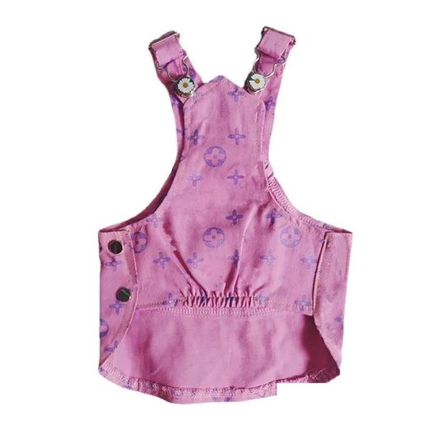 Abbigliamento per cani Classico modello di lettera Abbigliamento per cani Designer Animali domestici Vestiti Denim Cucciolo Pet Vest Abito da principessa Gonna per cani di piccola taglia Ca Dhtpq