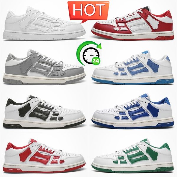 Designer homens sapatos atléticos esqueleto ossos mulheres preto branco azul verde esportes esqueleto corredor skel topo baixo sapatos casuais couro genuíno até treinadores ao ar livre