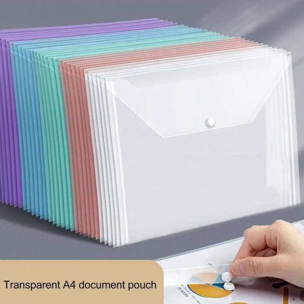 Suprimentos de arquivamento 20pcs A4 pasta de documentos transparente teste classificação de papel armazenamento à prova d'água suportes de arquivo espessados material escolar de escritório 231027