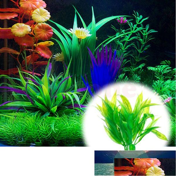 Decorações de jardim Artificial Plástico Planta de Água Grama Plantas de Aquário Tanque de Peixes Flor Ornamento Decoração Acessórios Aquáticos Fábrica Dhlb3