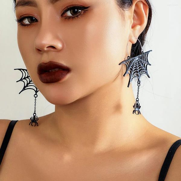 Baumeln Ohrringe Gothic Dark Wind Spider-Web Hohl Quaste Anhänger Für Frauen Halloween Punk Spinne Ohrring Schmuck Großhandel