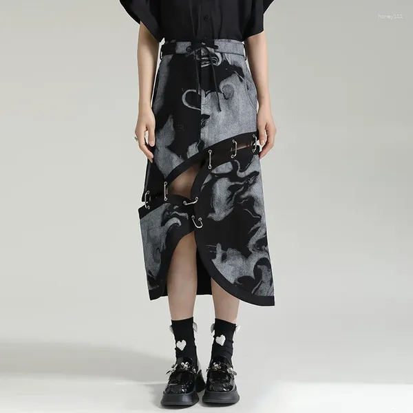 Юбки 2023 г., длинная юбка нестандартной формы с персонализированным принтом, съемная строчка