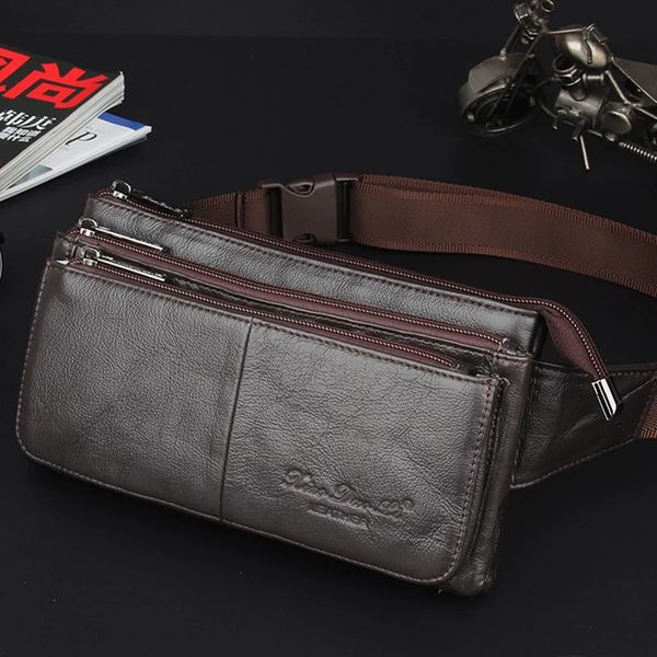 Taille Taschen Männer Natürliche Echte Leder Sling Brust Umhängetasche Reise Gürtel Geldbörse Tasche Weiche Einzelne Schulter Messenger Pack 231027