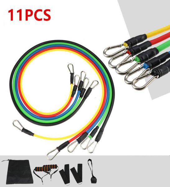 11 pezzi Set fasce di resistenza in lattice Yoga Pull Rope Tubo di espansione Attrezzature per il fitness Fasce elastiche per la casa per esercizi di allenamento6262639