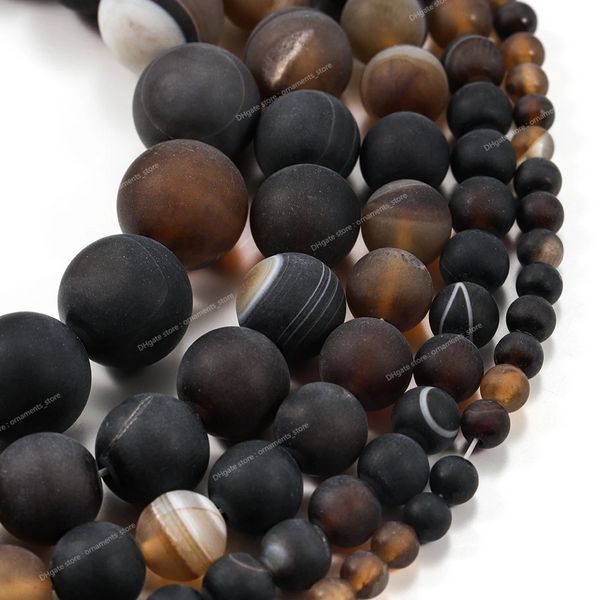 1 filo di pietra naturale opaca caffè striscia agata perline marrone naturale sciolto perline distanziatore per creazione di gioielli braccialetto scegli la misura gioielli di moda perline pietra naturale