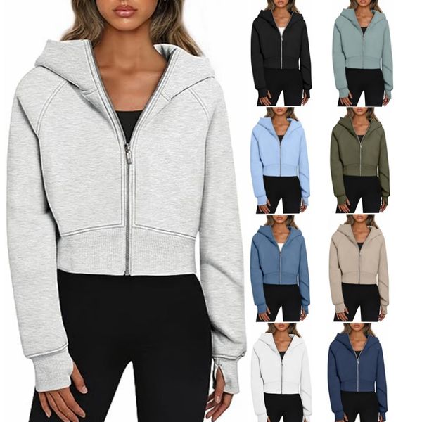 Damen-Kapuzenpullover, Winter-Hoodies, durchgehender Reißverschluss, Jacken-Design, alle Reißverschlüsse, Kapuzenpullover, Sport-Langarm-Sweatshirt, einfarbig, Damenbekleidung S-XL