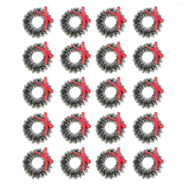 Flores decorativas 20 PCs Tabela de jantar Decoração de Christmas Wreath Mini Garland Toy Small House Ornament