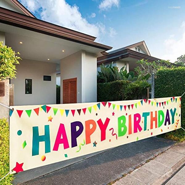 Decoração de festa grande feliz aniversário banner decorações sinal quintal pano de fundo crianças
