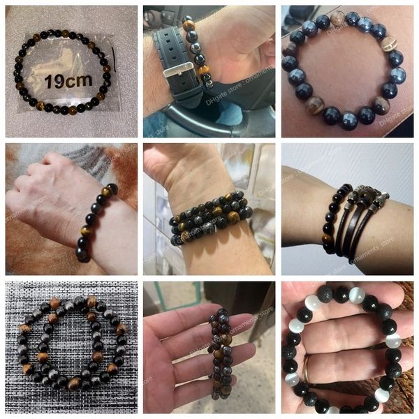 Natural Preto Obsidiana Hematita Olho de Tigre Pulseiras Homens para Proteção Magnética da Saúde Mulheres Jóias Pulsera Hombre Moda JóiasPulseiras