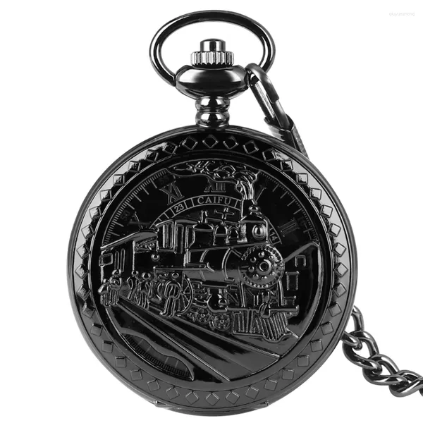 Taschenuhren Antike Zug Hohl Abdeckung Uhr Für Männer Frauen Halskette Anhänger Kette Uhr Mechanische Romen Zifferblatt Relogio Montres