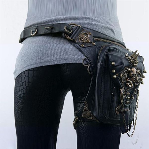 Sacos de cintura unissex steampunk mulheres perna saco retro rock fanny pacote para homens tático equitação motocicleta gótico mensageiro ombro176z