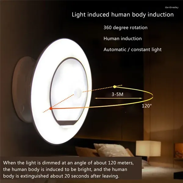 Ночные огни 2023, умная и новинка, вращающаяся на 360 градусов лампа с датчиком движения для стола для детской спальни