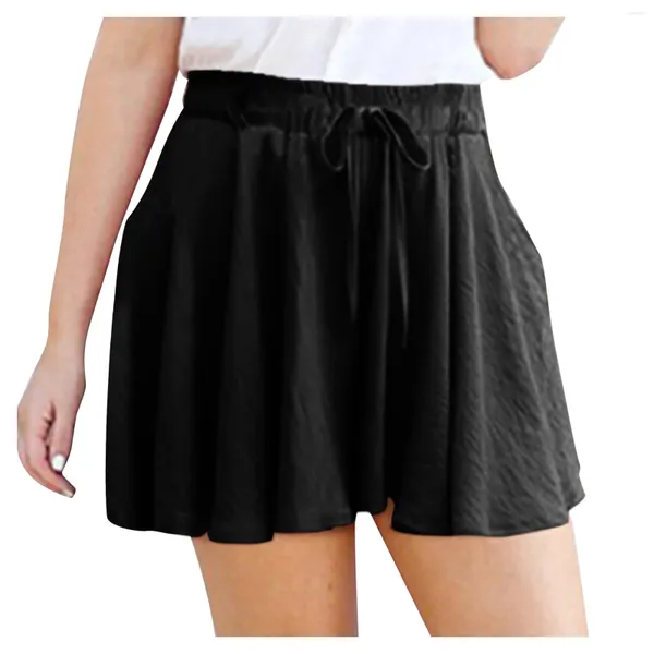 Damen-Shorts, lockere Hose mit weitem Bein und hoher Taille, modische Hose