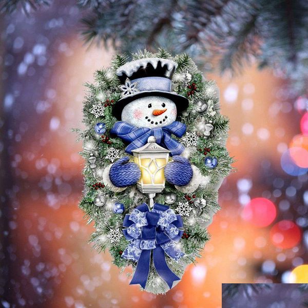 Adesivi murali Decorazione natalizia Adesivo autoadesivo in PVC per anno Casa Finestra esterna Pupazzo di neve Ghirlanda Decorazioni per porte di Natale Dr Homefavor Dhldv