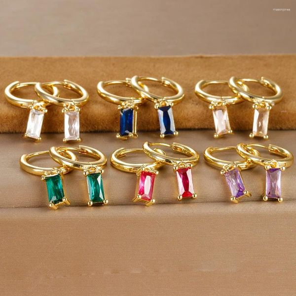 Brincos de argola de aço inoxidável pequenos para mulheres cor dourada geométrica pingente quadrado punk hip-hop brinco acessórios de joias