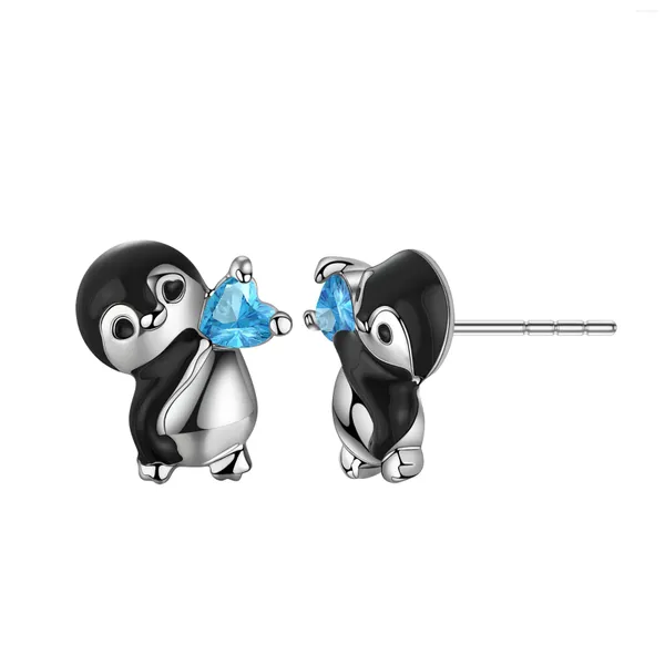 Creolen 2023 Sommer Pinguin Ohrring Inlay Blau Kristall Luxuriöse Schöne Tier Ohrstecker Emaille Schmuck Für Frau Mädchen Geschenk