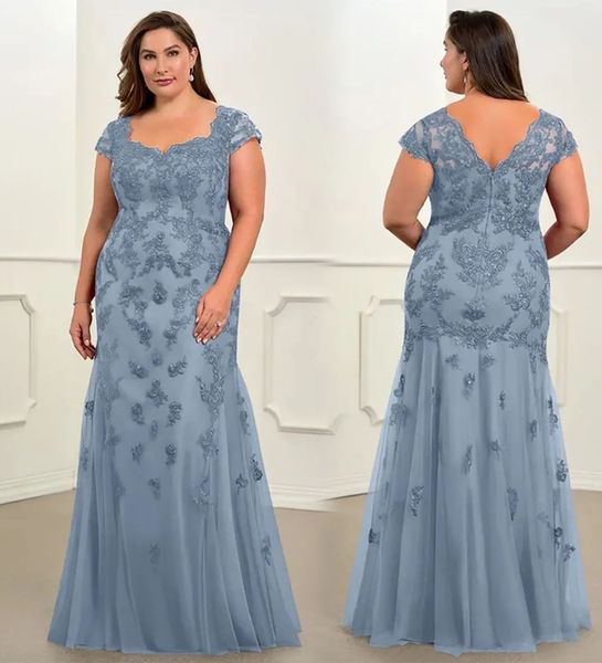 Vestidos da mãe sereia mãe da noiva vestido plus size formal novo vestido de festa de baile personalizado rendas até zíper querida sem mangas applique frisado tule