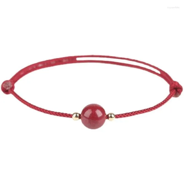 Charme Pulseiras Natural Roxo Cinnabar Lucky Clover Handmade Red Rope Bangle Mulheres Homens Pulseira Tamanho Ajustar Gota